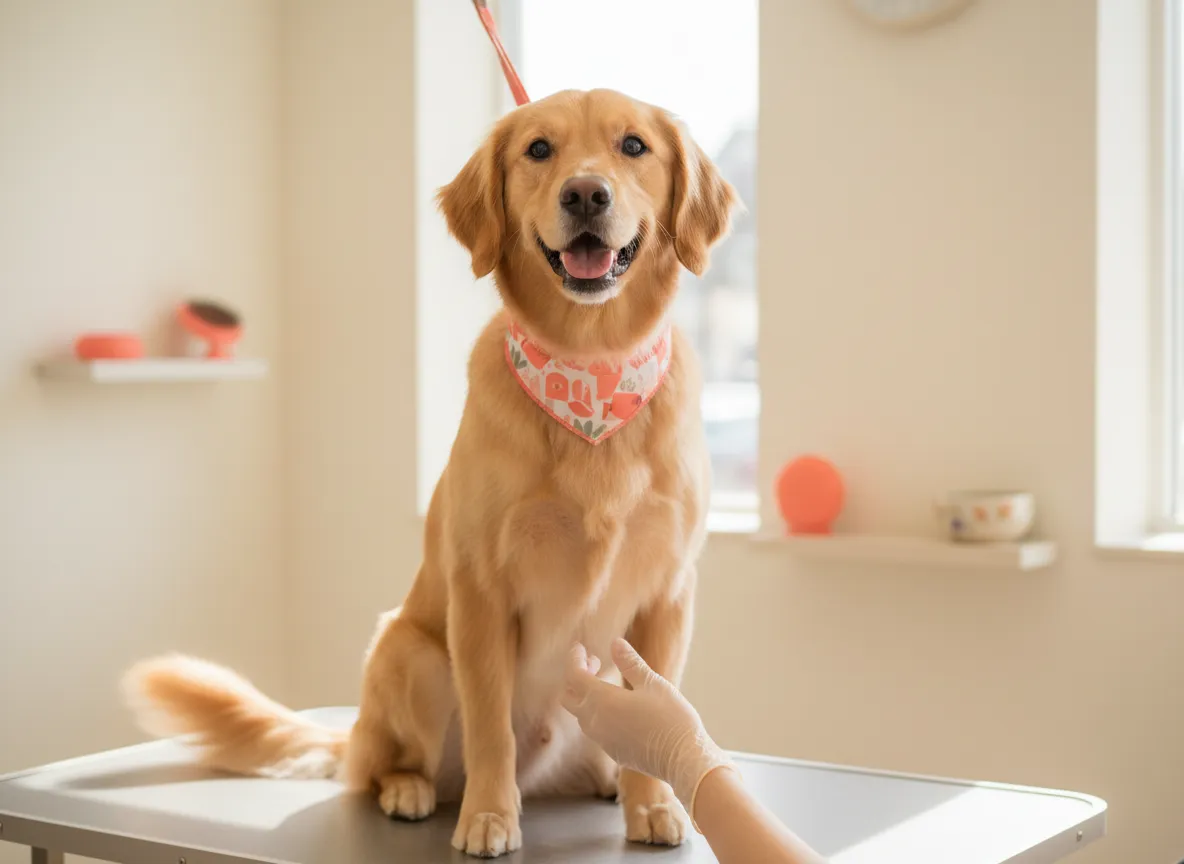 Happy dog after grooming at Niagara salon