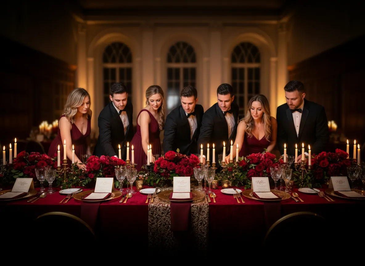 TWKB Events team curating a romantic gala setting