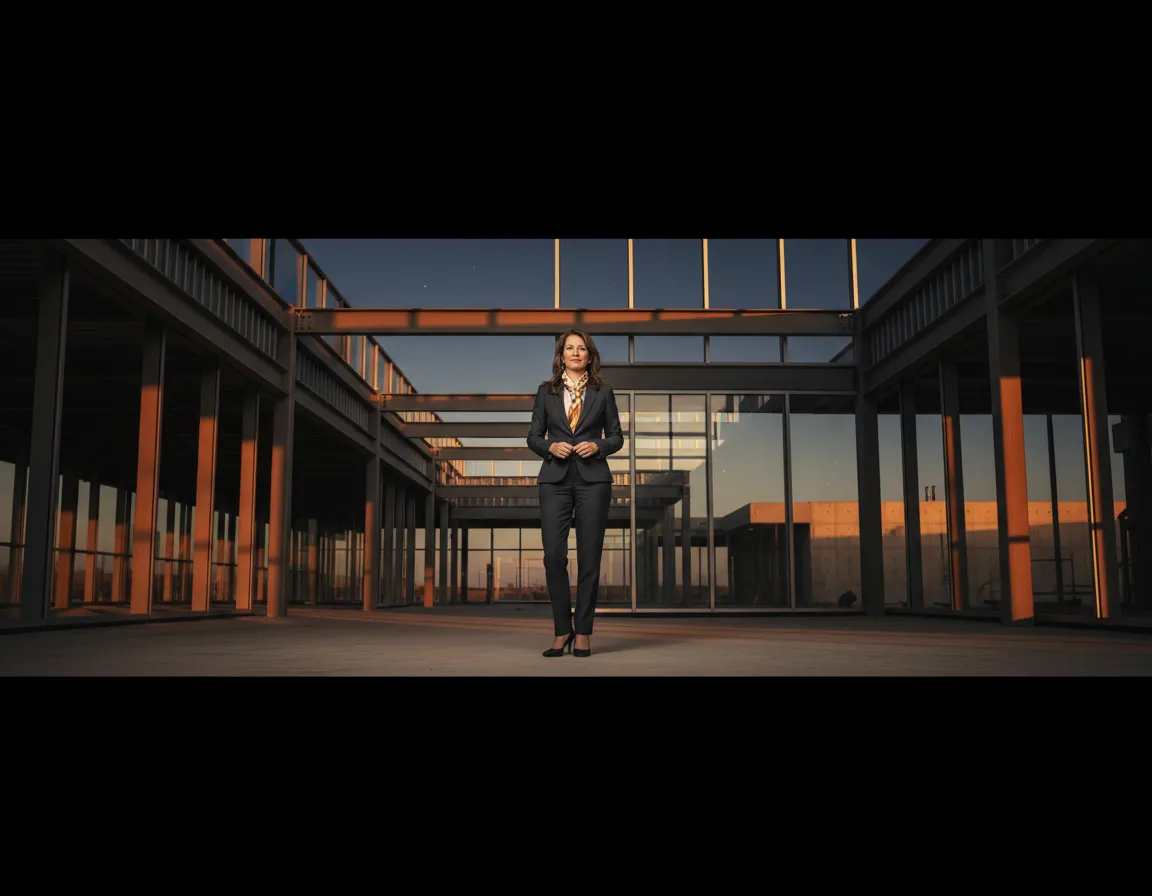 Professional woman in business attire standing confidently in a modern architectural space, emphasizing tailored wealth strategies for high-net-worth individuals in Arizona and beyond.