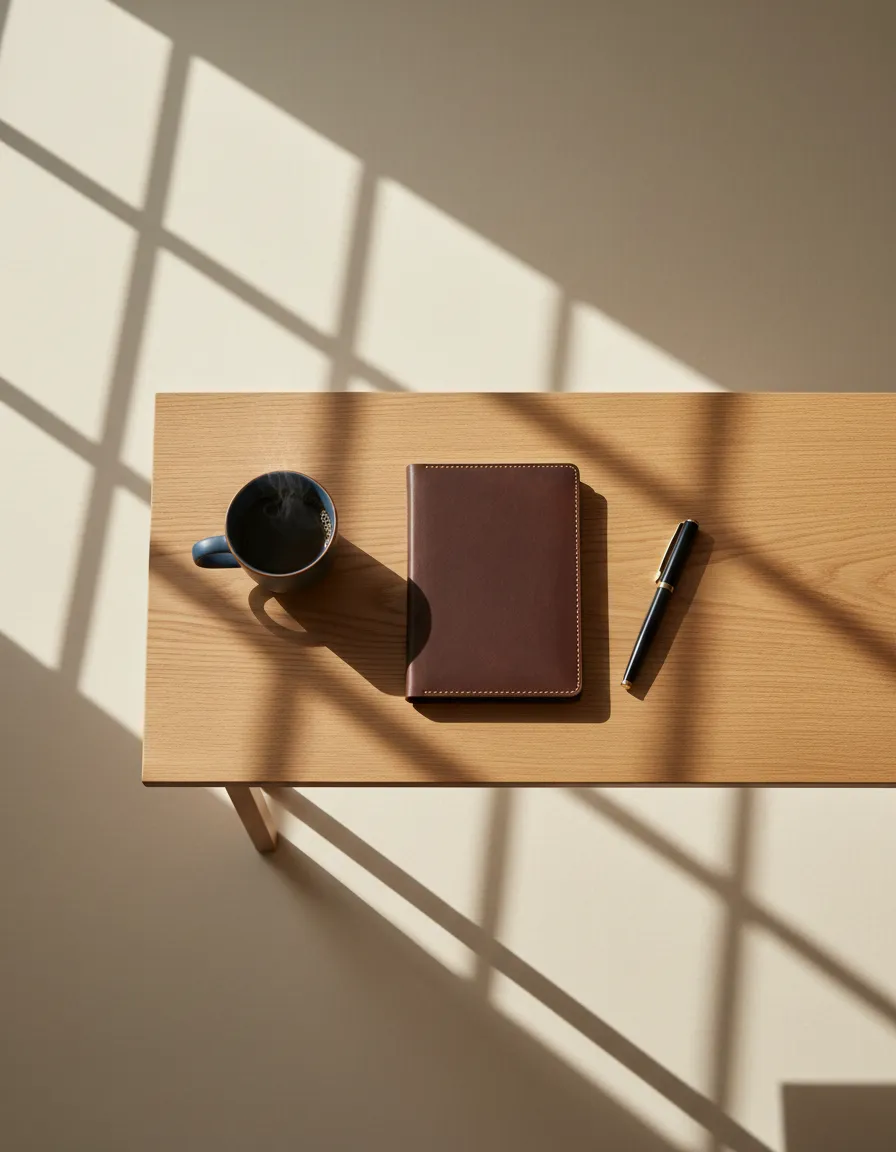 Clean minimalist workplace indicating clarity and professional consulting