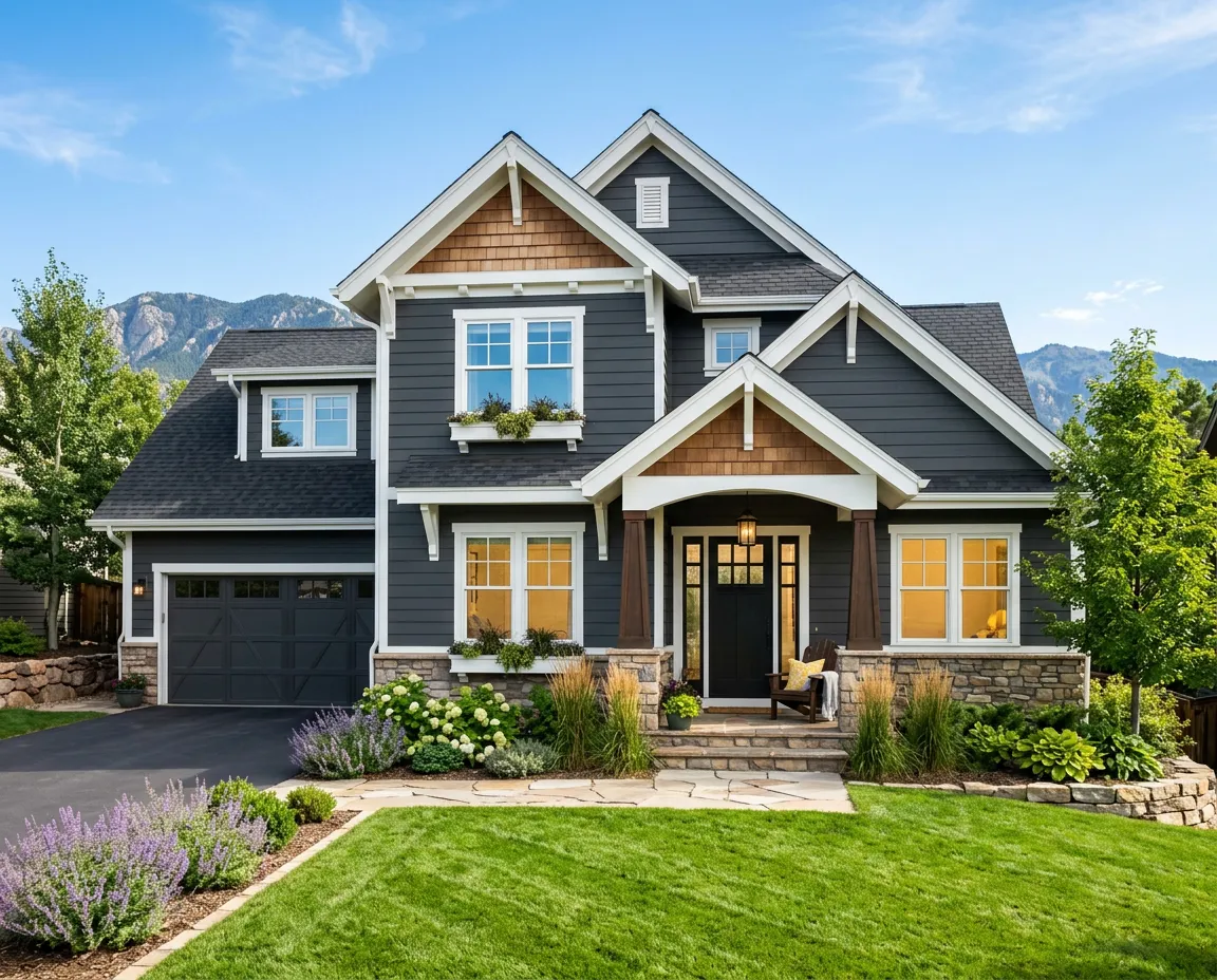 Impeccably painted luxury craftsman home exterior in North Denver Colorado