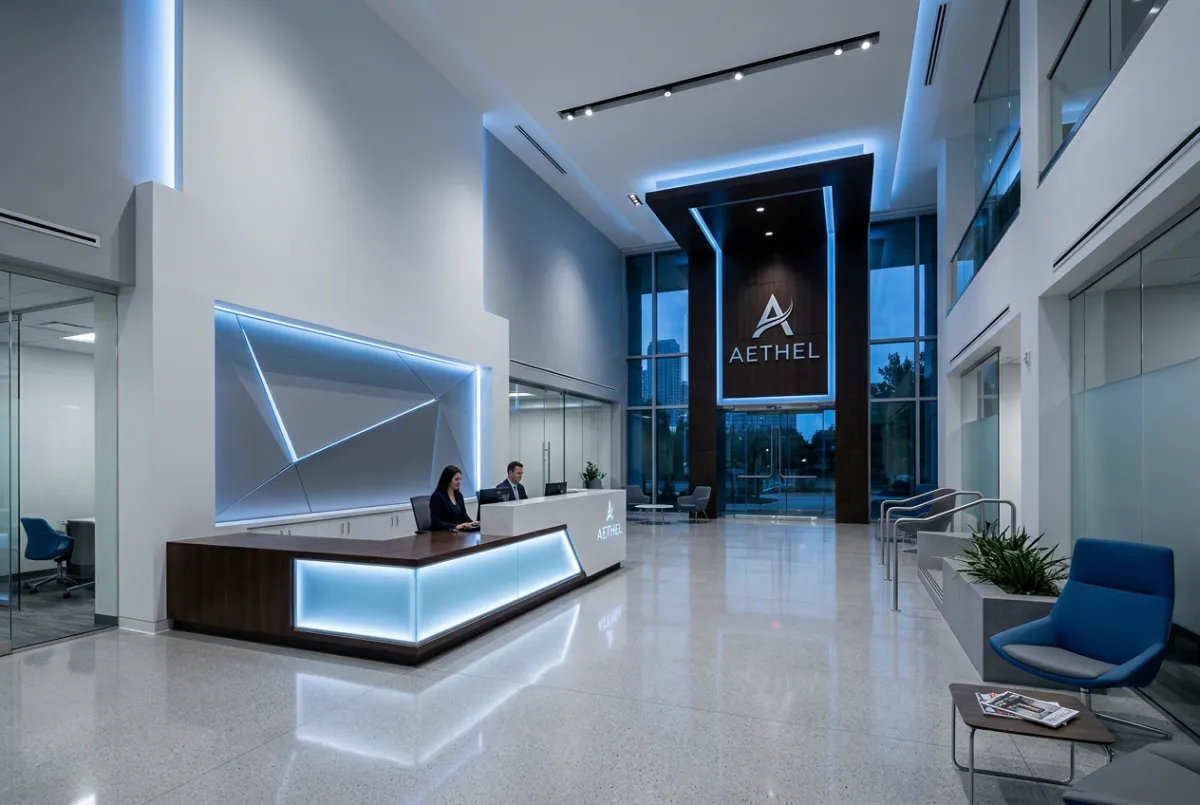 Commercial painting project on modern corporate office building