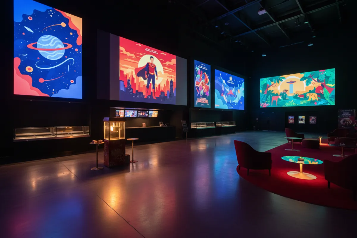 Digital.BWT.media LED installation in a cafe showing a 3:2 landscape display above the counter.