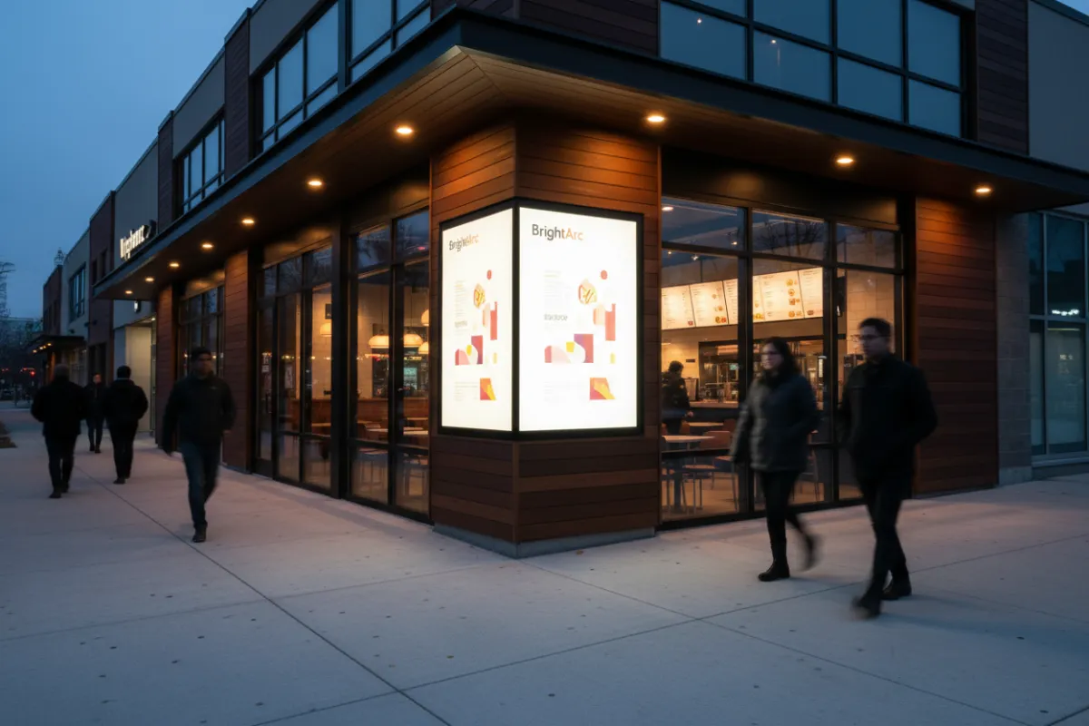 Honey's Fried Chicken exterior with BrightArc display