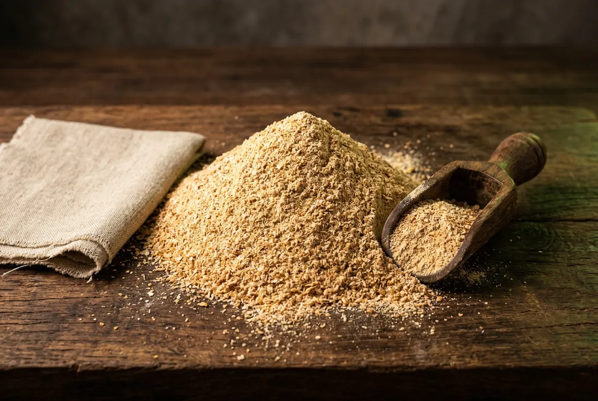 Golden stone-ground organic whole wheat grain and natural fresh atta flour