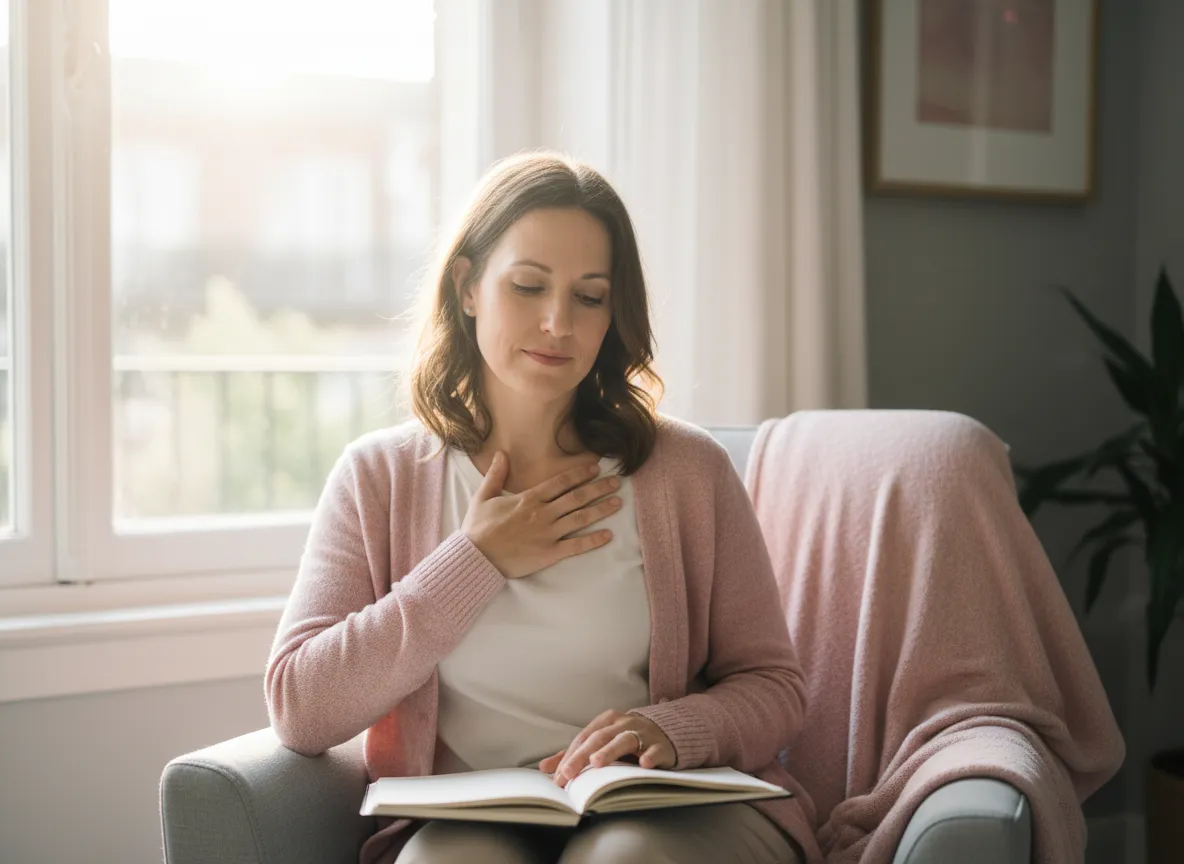Person, die zur Ruhe kommt und reflektiert
