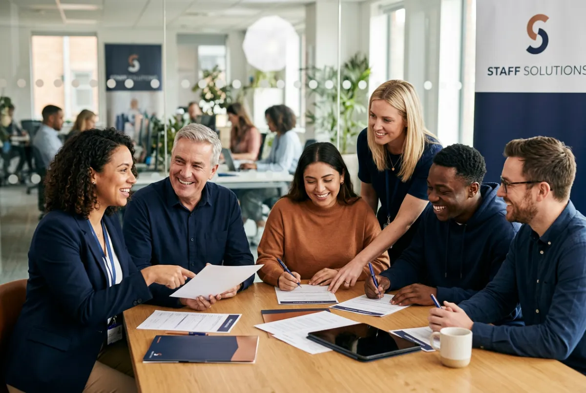 Recruiting agency team onboarding professional workers