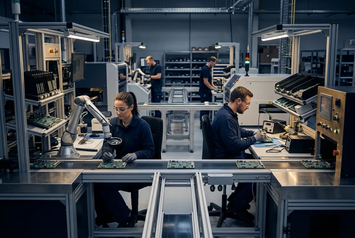 Industrial manufacturing and precision engineering assembly line