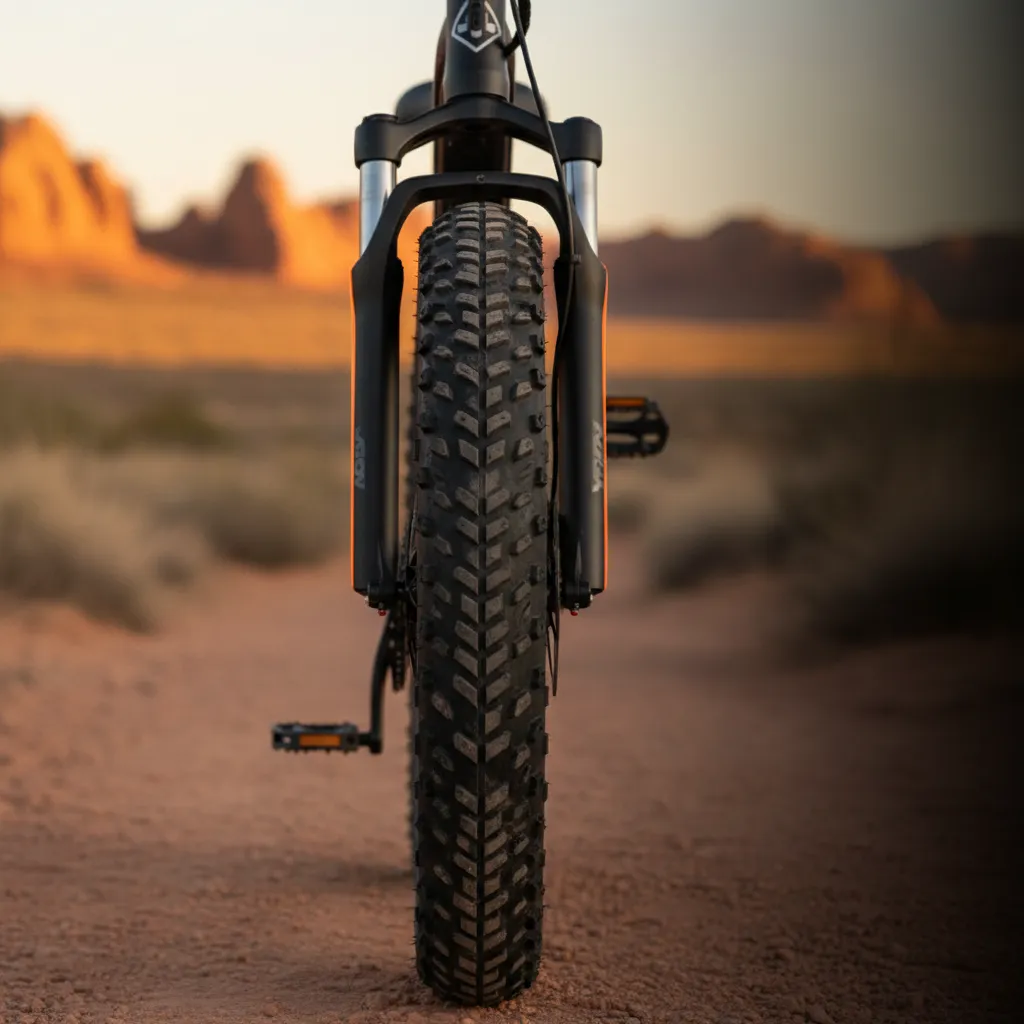 Macfox M16 Electric Bike product details showing the compact frame and fat tires