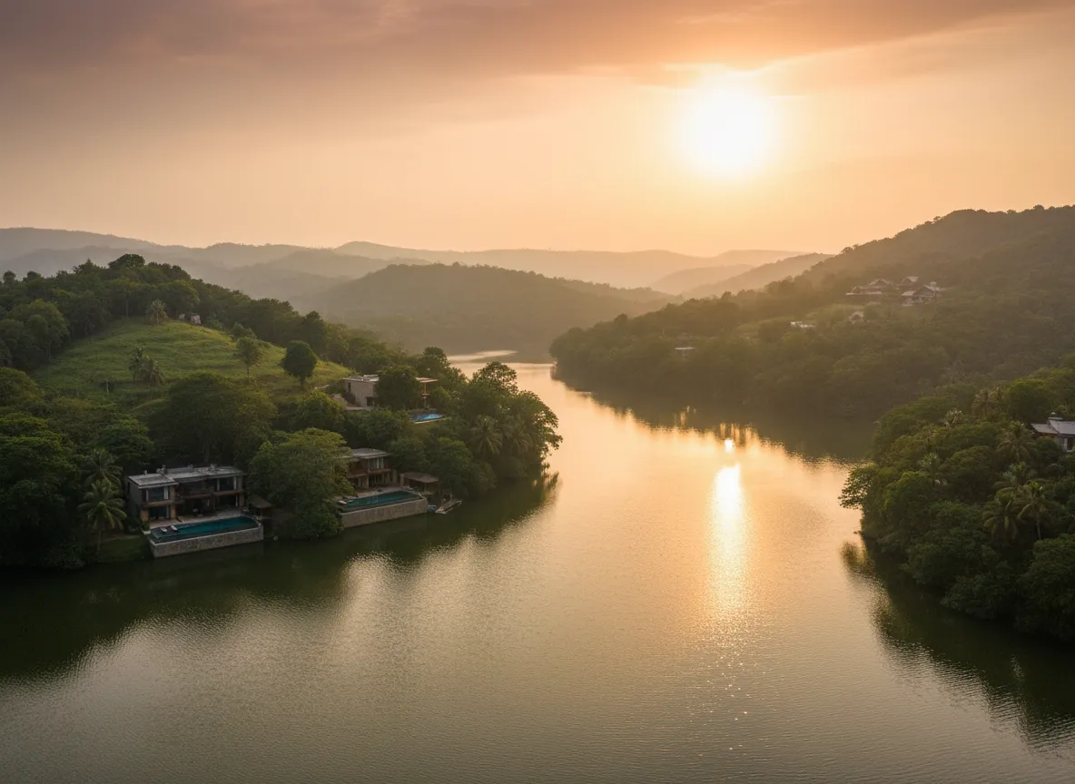 Green hills and backwaters in Mulshi near Pune