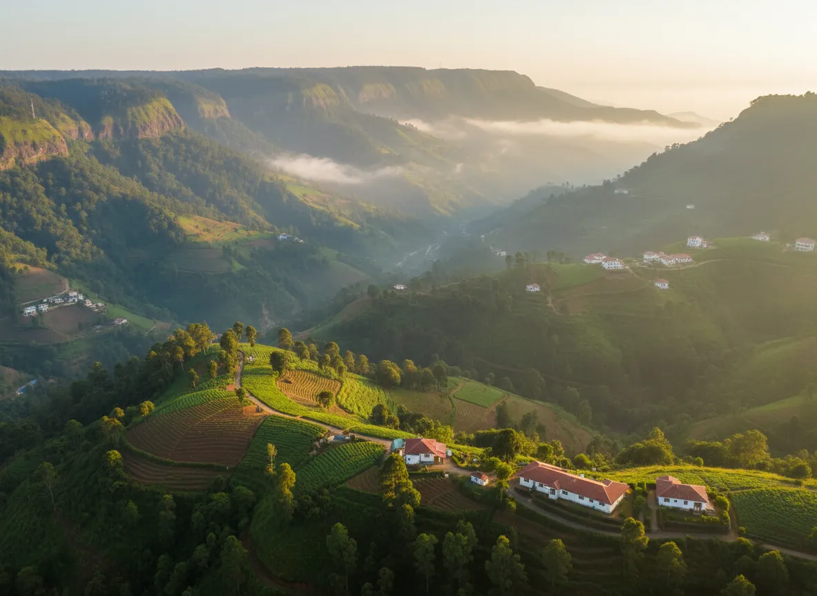Green valleys and mist in Mahabaleshwar