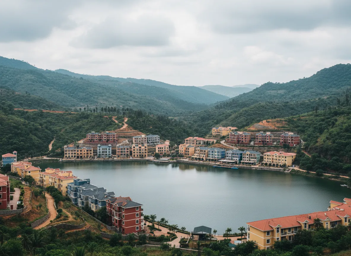 Hillside view of Lavasa town