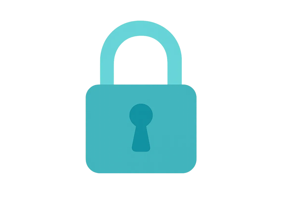 Stylized padlock illustration representing privacy and security