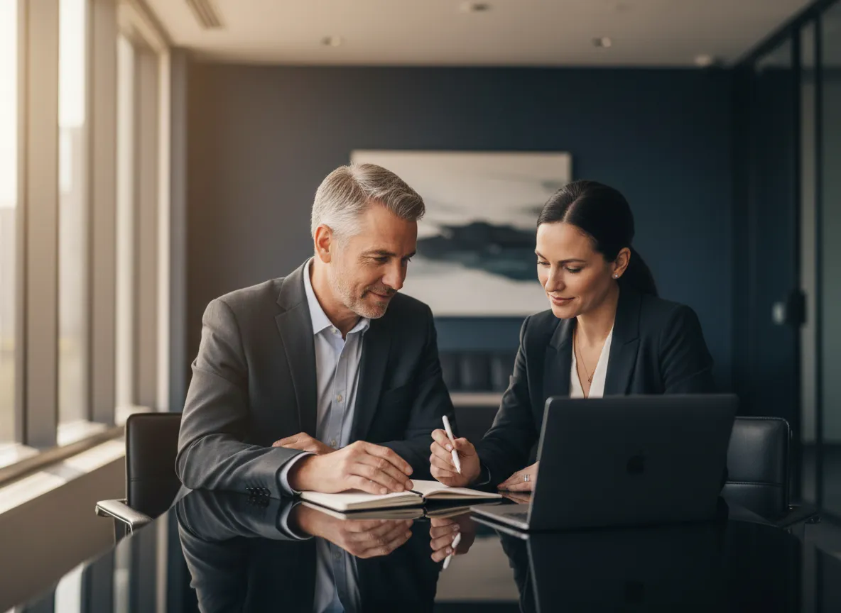 Kevin working with a client, planning a clear path forward