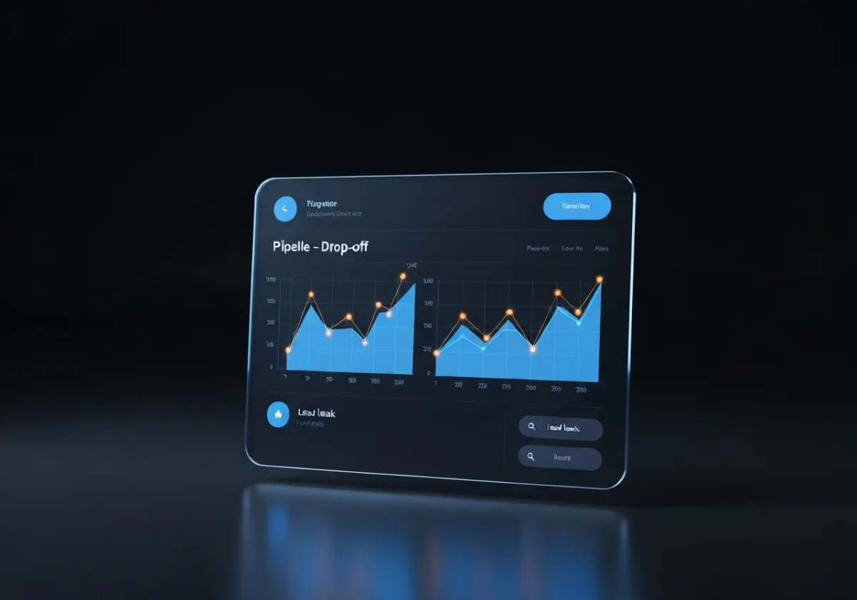 Data dashboard showing pipeline drop-off points