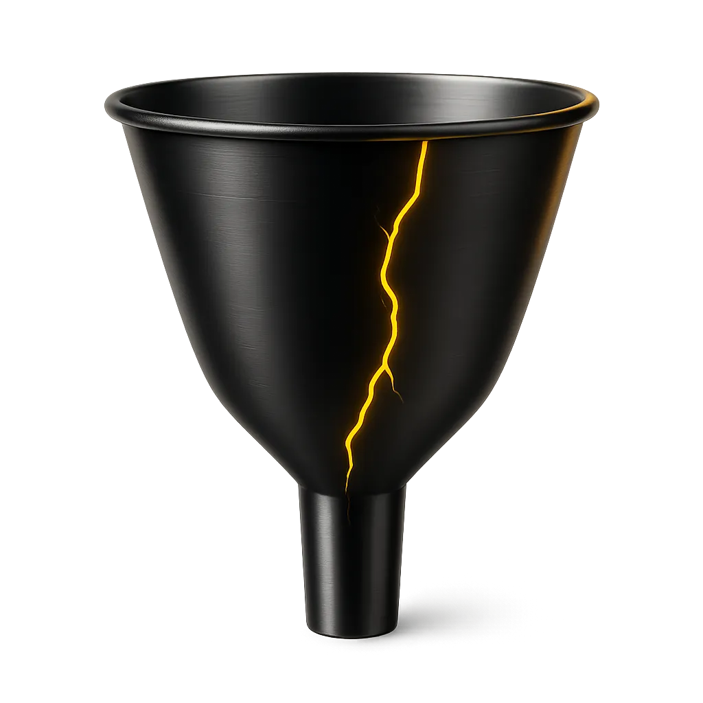 Fractured bucket graphic with stark yellow accent