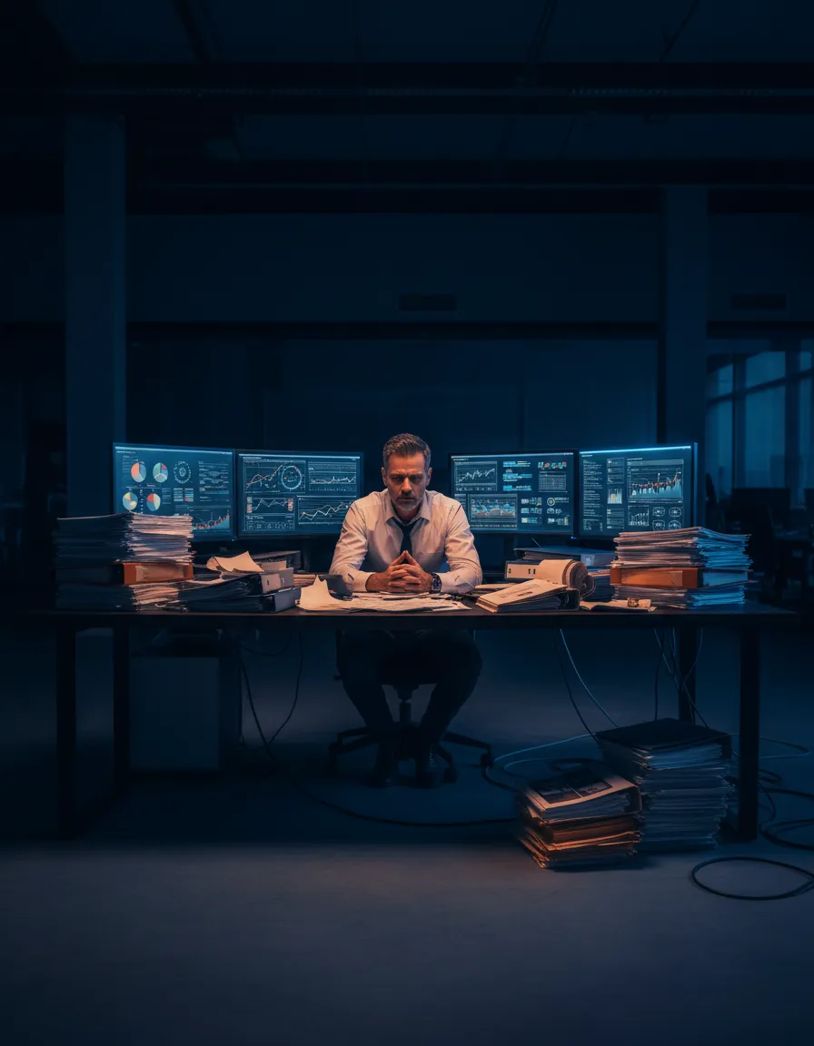 Overworked business owner realizing the bottleneck in their business