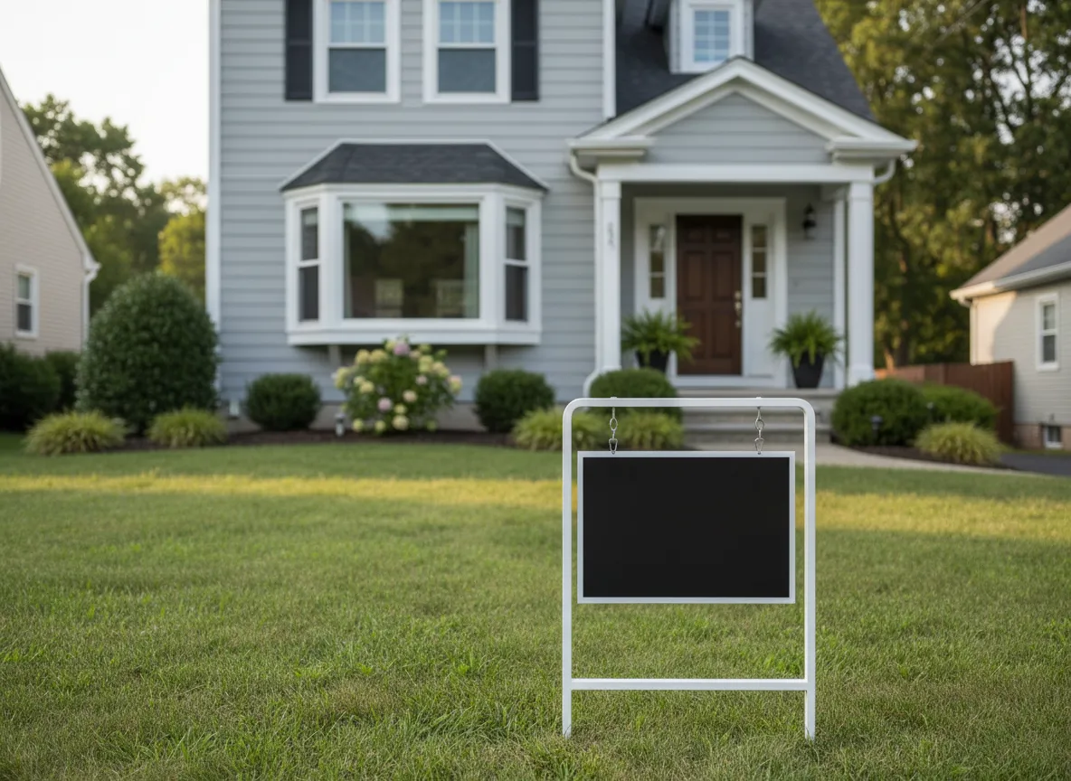 For sale sign in front of home