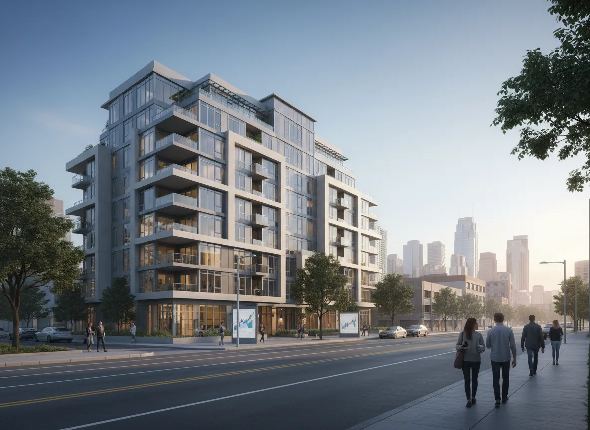 Apartment building with skyline