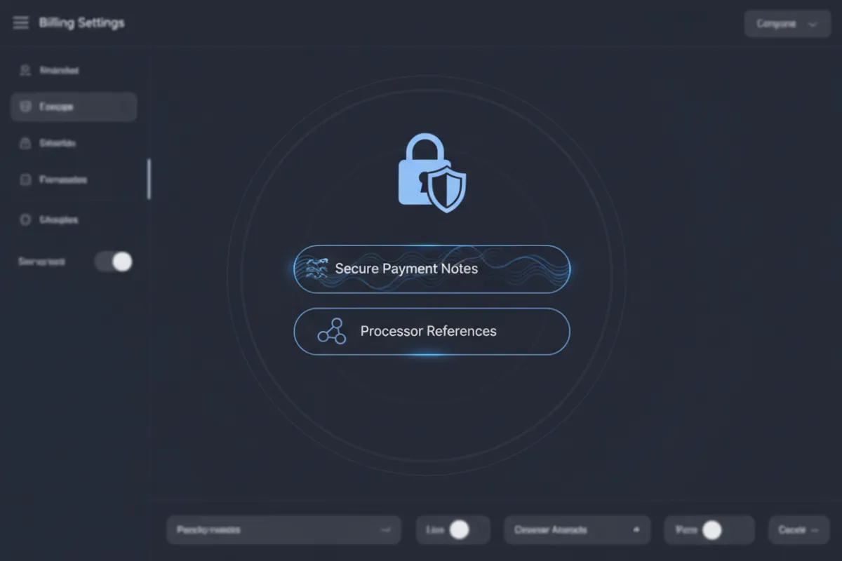 Billing settings UI screenshot for secure payments