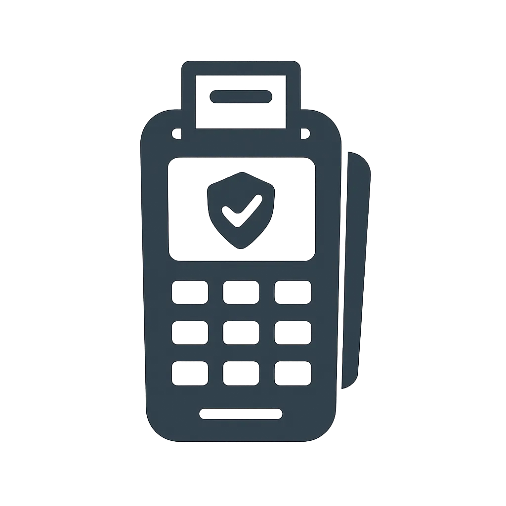 Isolated credit-card terminal icon representing secure payments