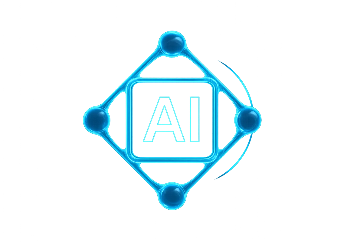 Holographic AI node floating in space