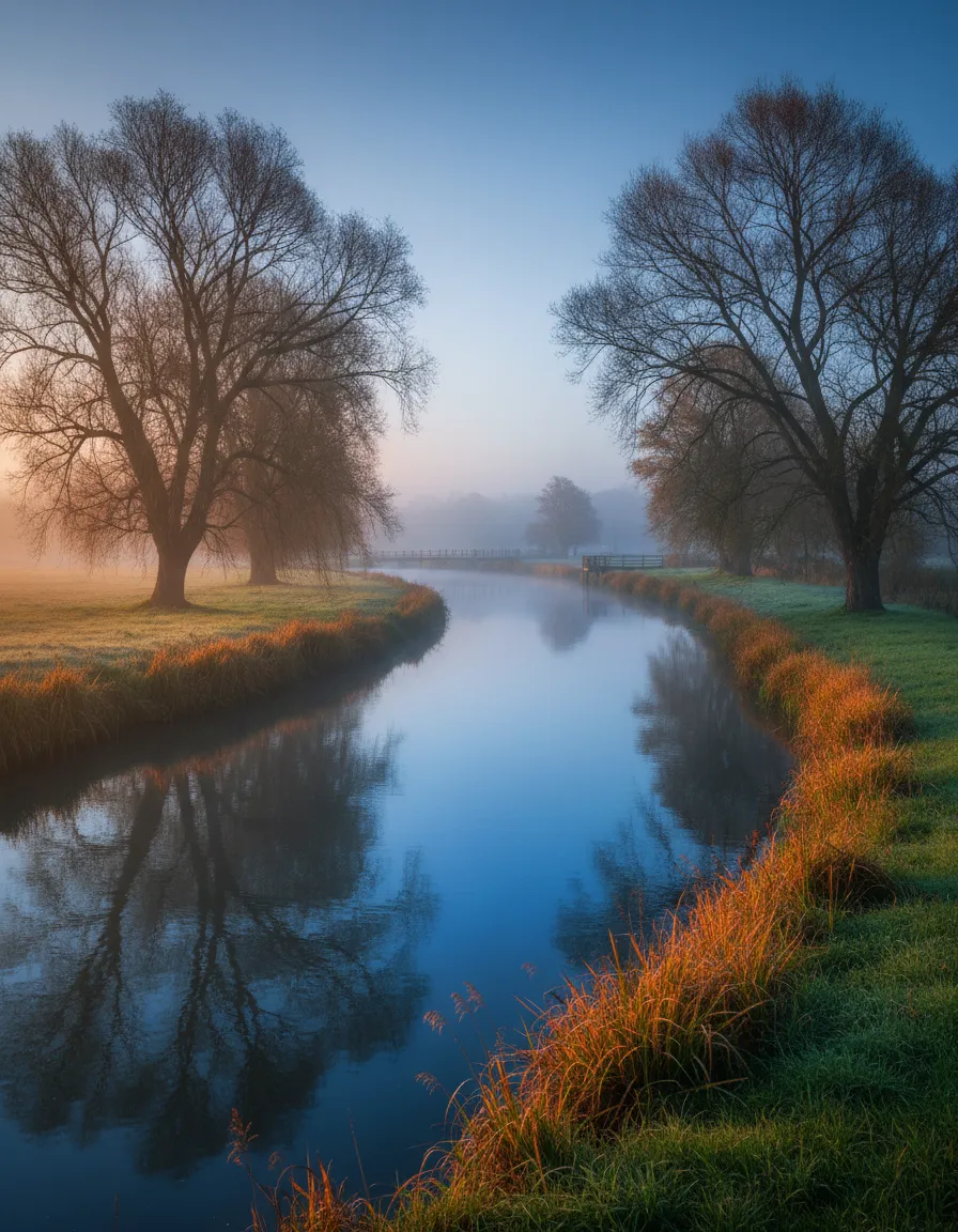 A soft, beautiful misty morning on the River Thames at Shiplake