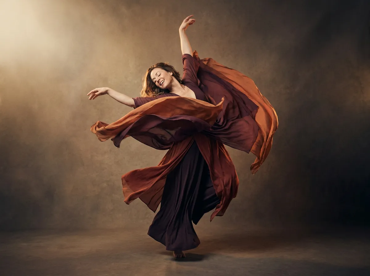 Woman moving freely in warm golden light expressing desire and somatic vitality