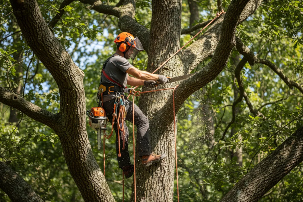 Tree climber working in a tree