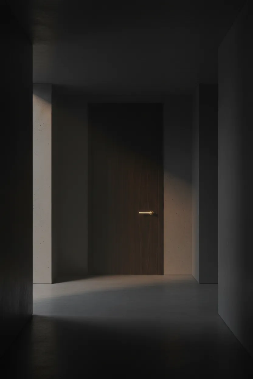 Atmospheric sleek doorway indicating exclusive access