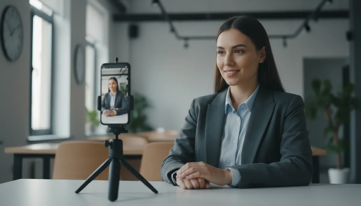 Recording a short video introduction for a business networking event