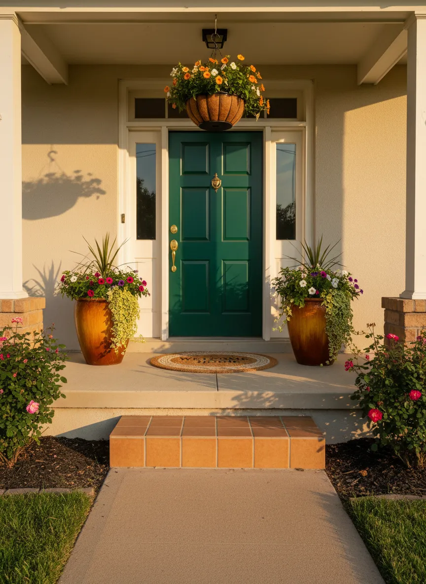 A welcoming front porch of a home in Enid, Oklahoma