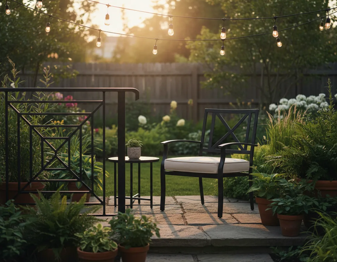 Outdoor metal furniture and railing welded for a patio