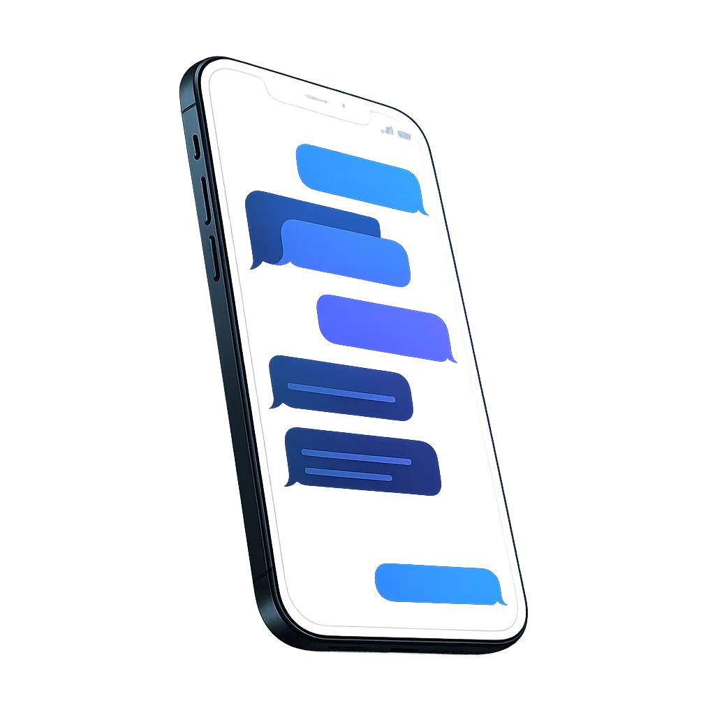 Smartphone interface mockup showing ERVA AI messaging responding in under 30 seconds