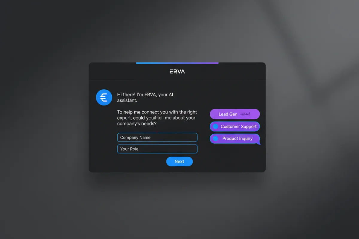 Erva gathering lead qualification details naturally in chat