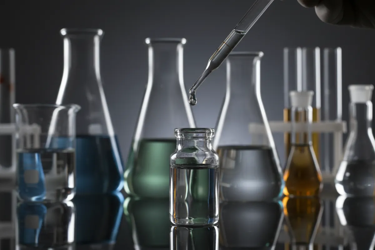 Blog thumbnail: lab glassware and pipette for science content