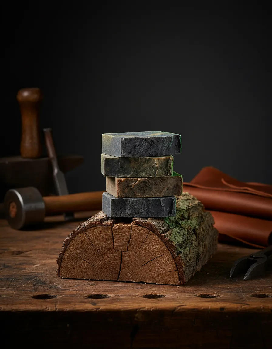 Rugged Core Collection products laid out on a workbench