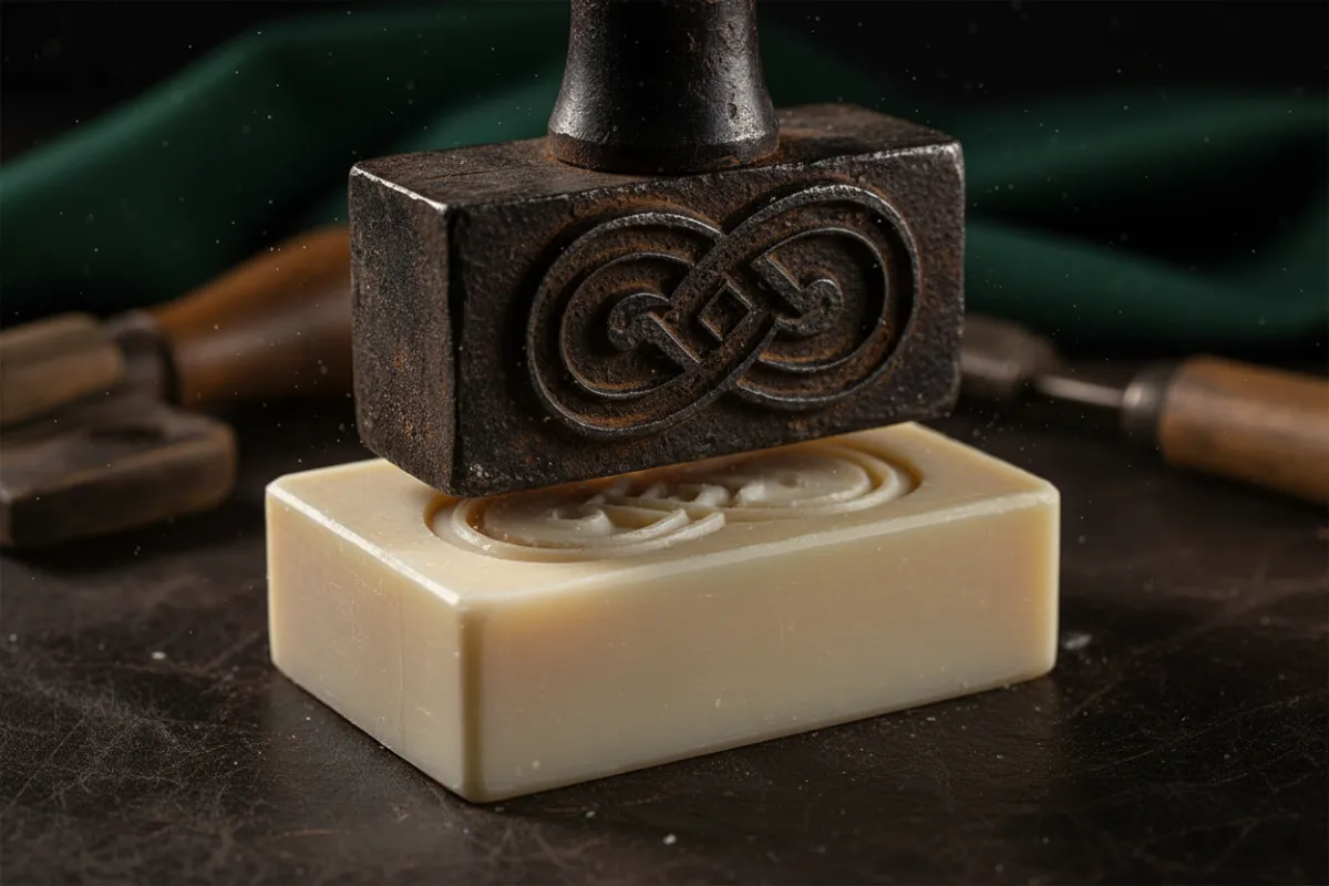 Final stamp of quality on soap bar
