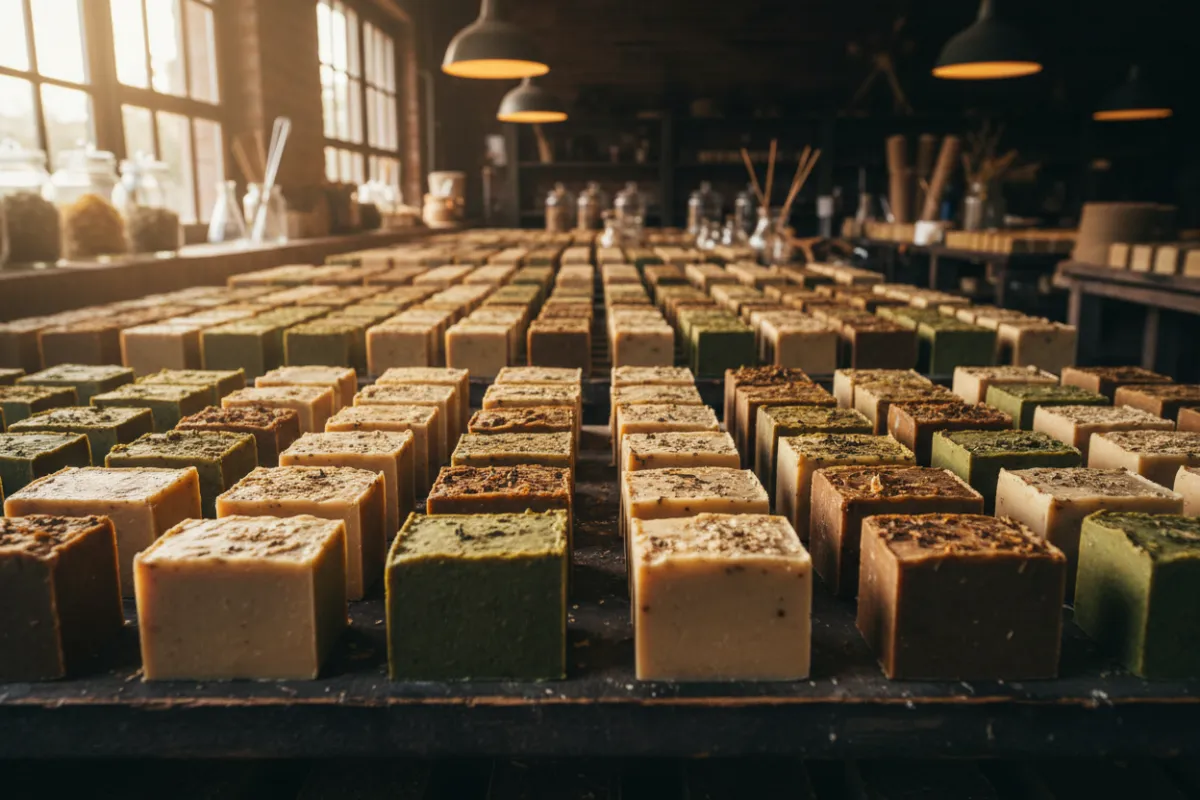 Soap curing process on wooden racks