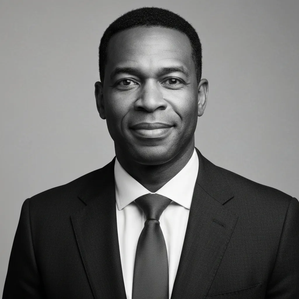 Black and white portrait of Marcus T.
