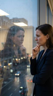Woman looking stressed in dark room