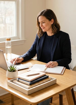 Woman writing in notebook