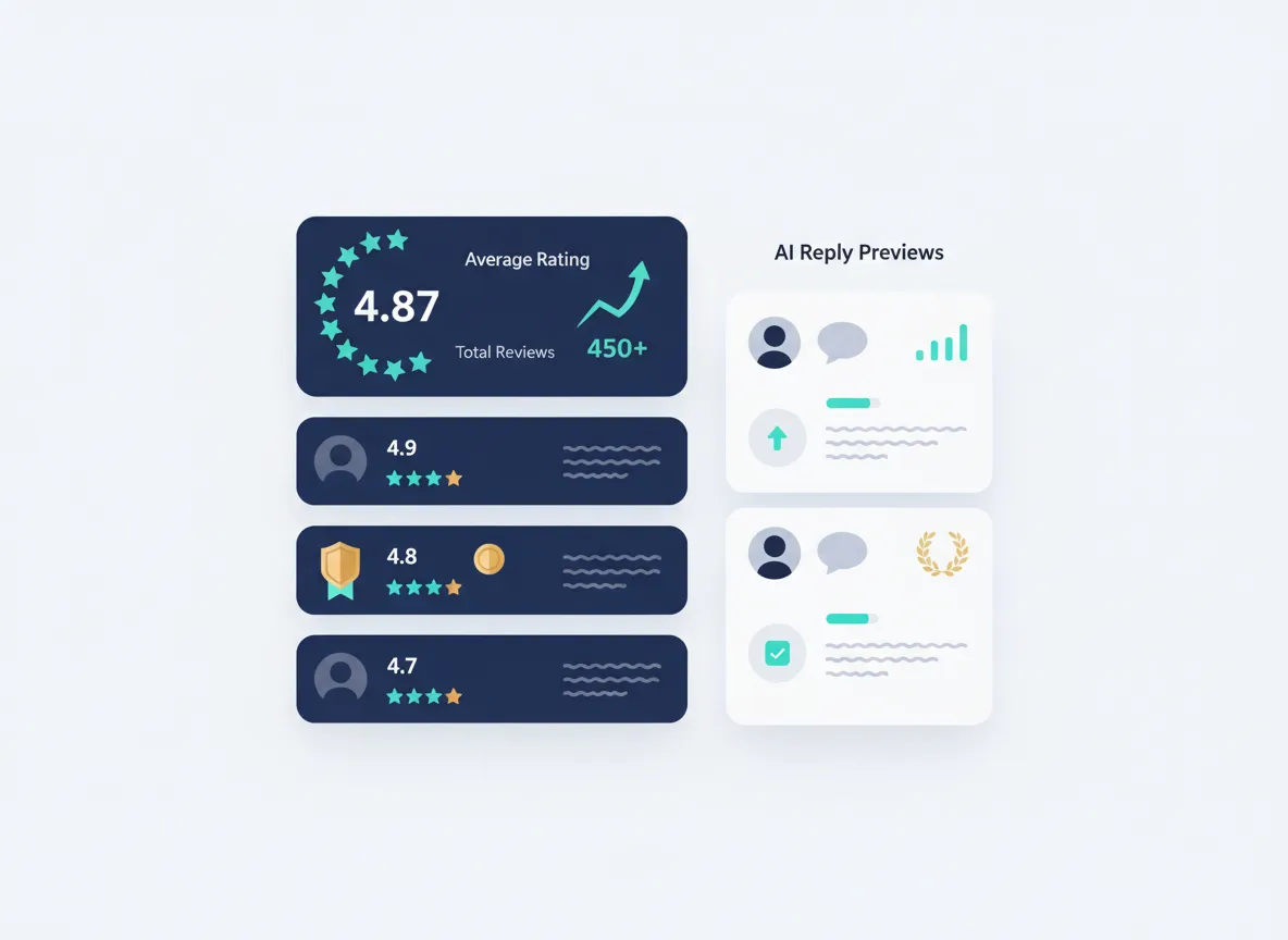 AI-powered review requests dashboard mockup