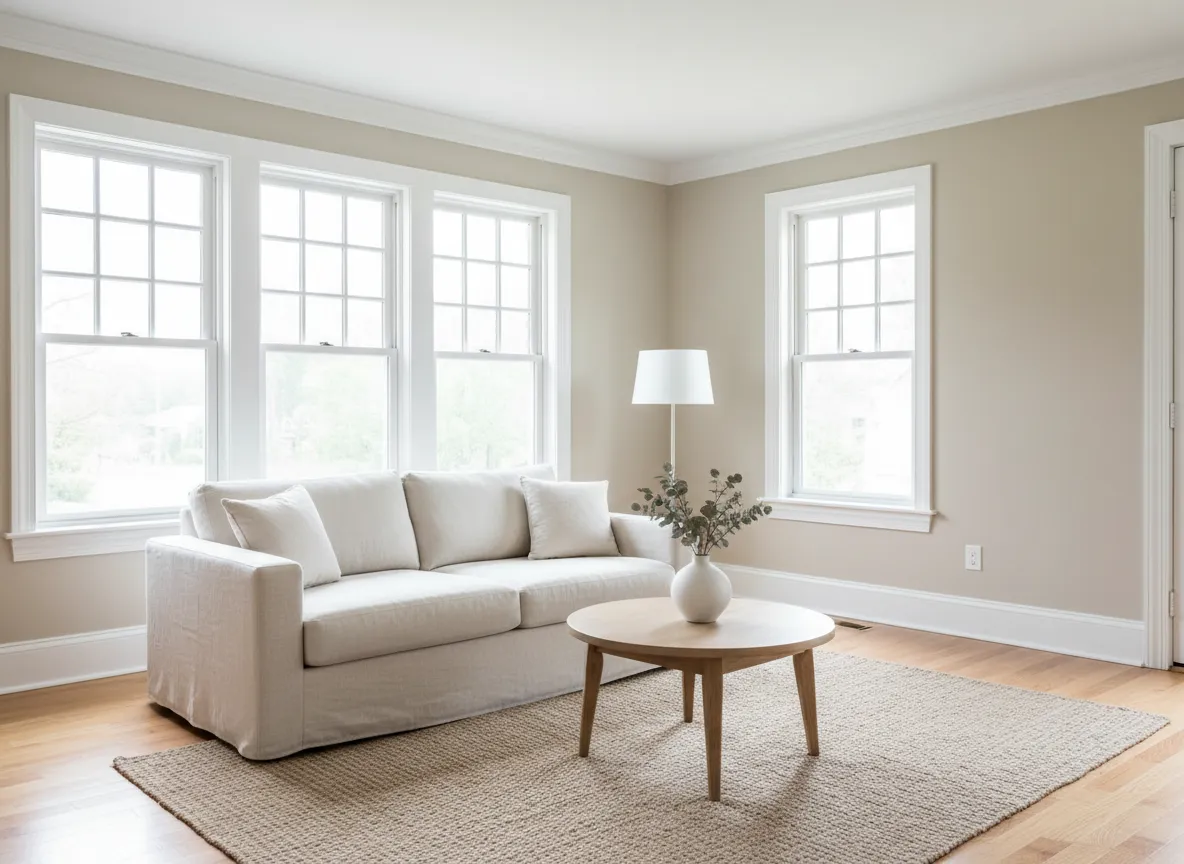 Freshly painted bright living room