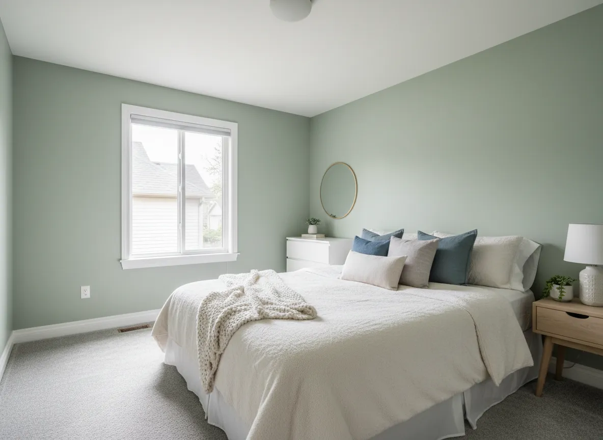 Bedroom interior with fresh paint