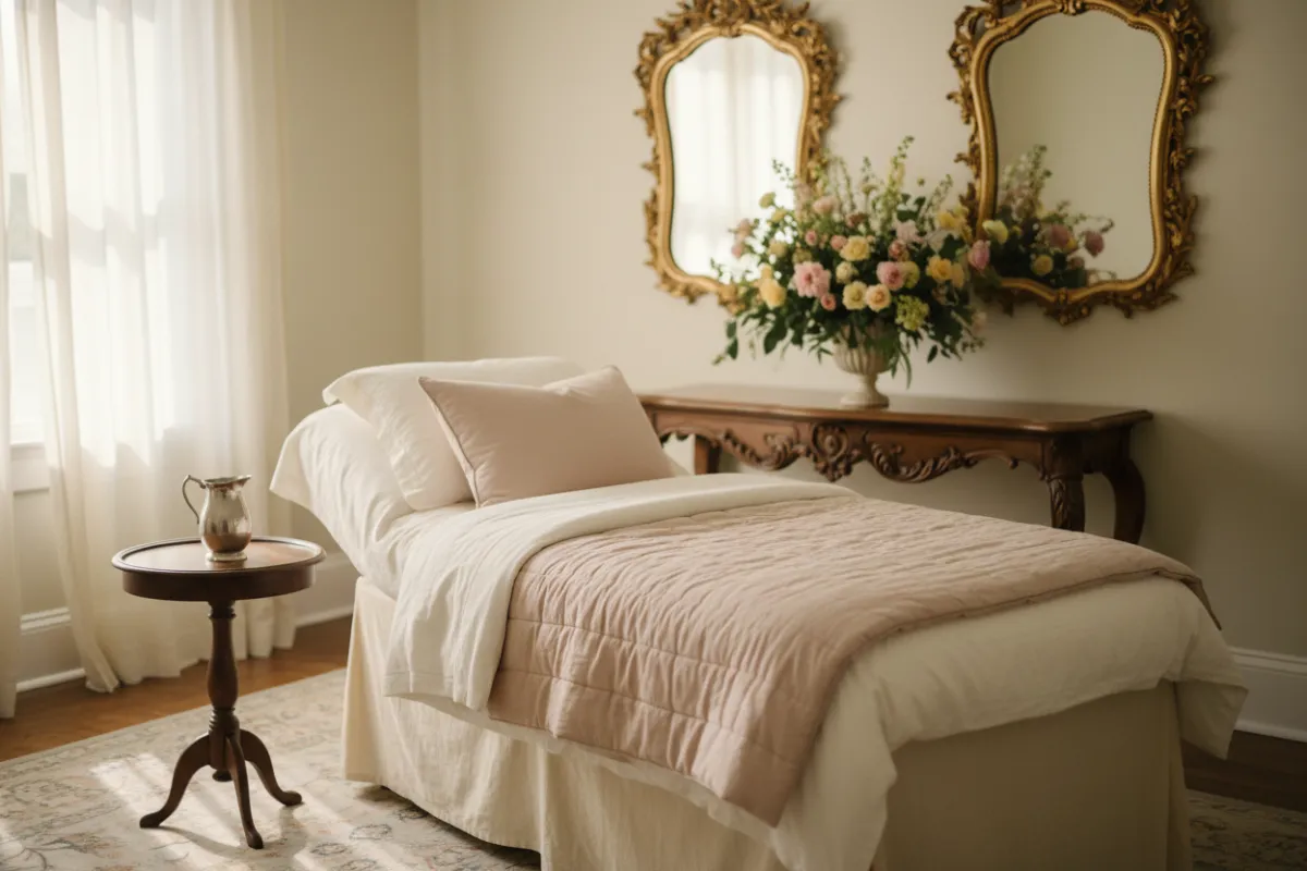 Luxury signature massage setting with organic textures