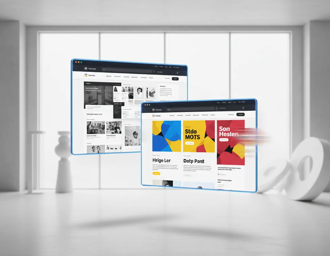 Before and after comparison of an outdated website rebuilt by Authority Web