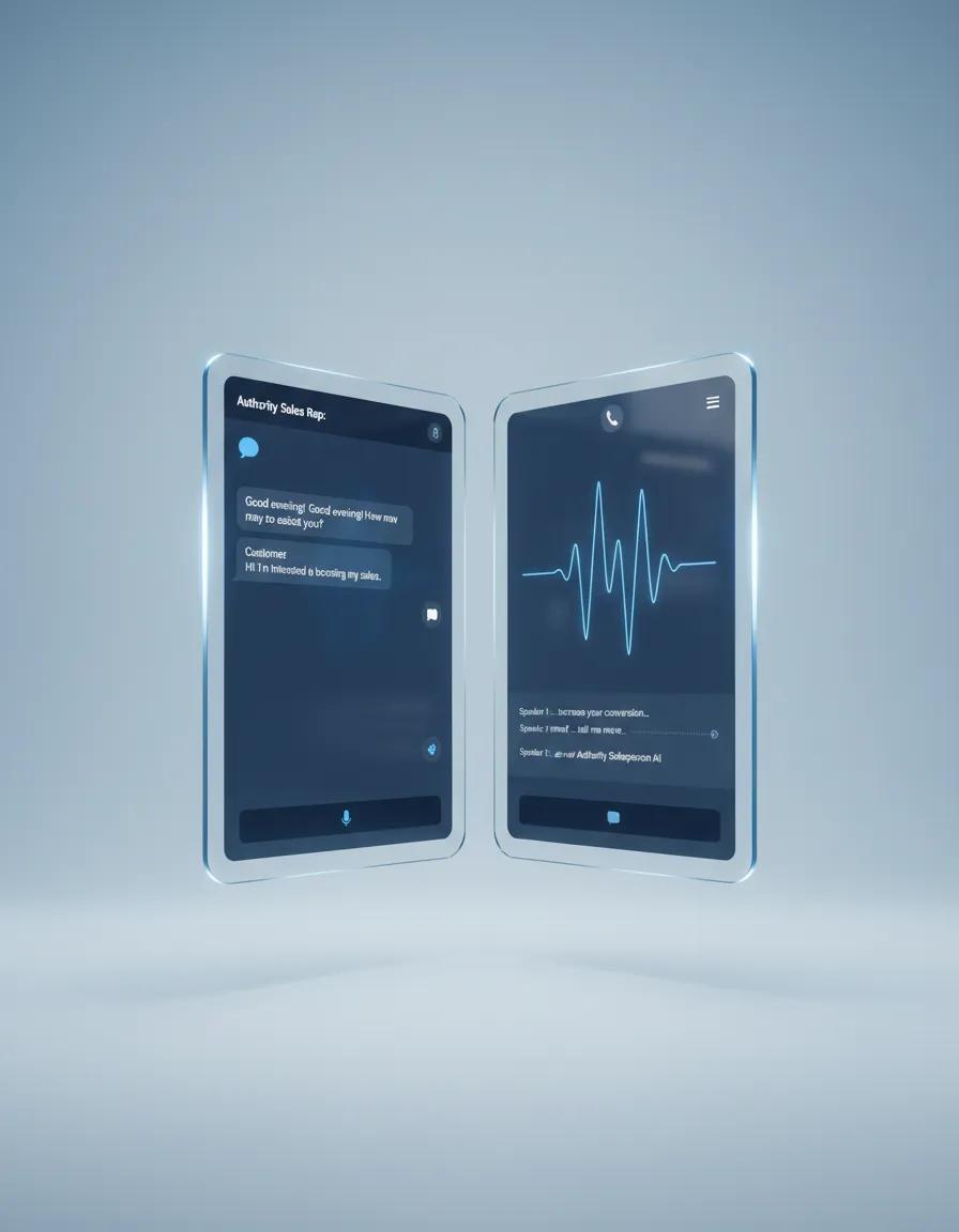 Authority Systems AI Chatbot and Voice Receptionist Interface Split Screen