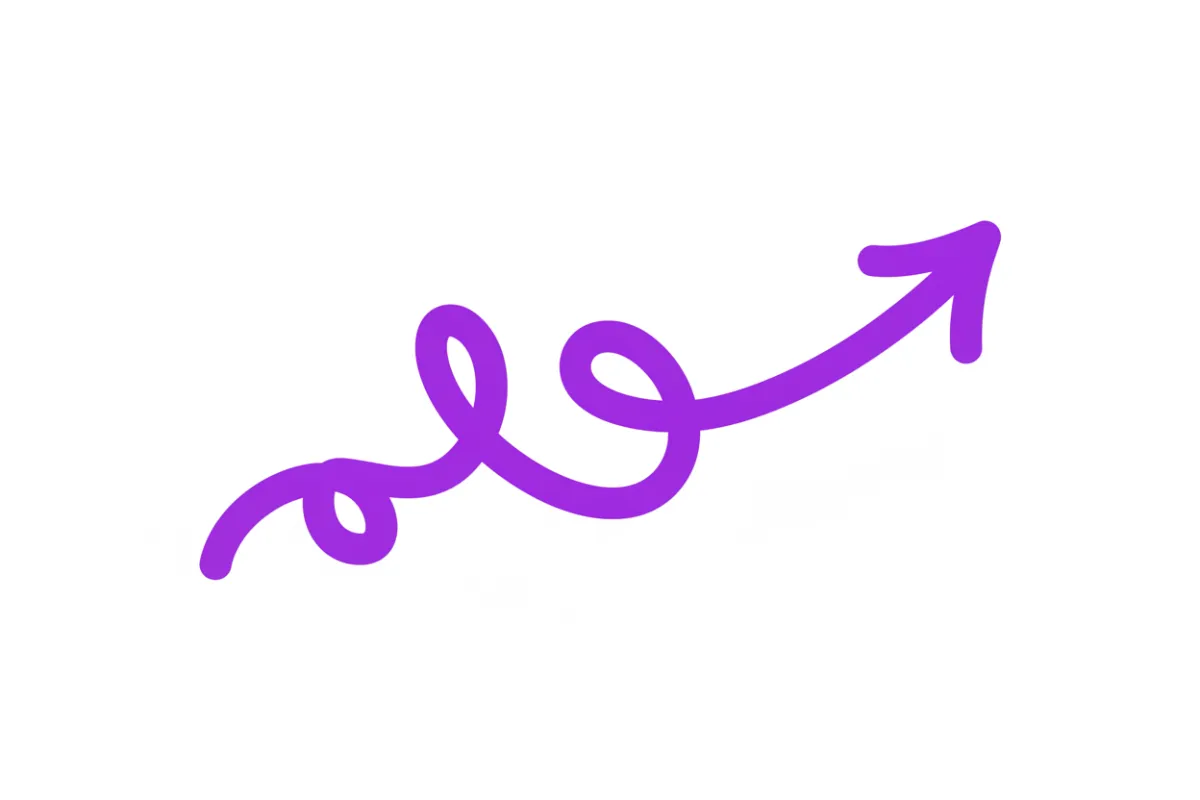 Decorative purple hand-drawn arrow