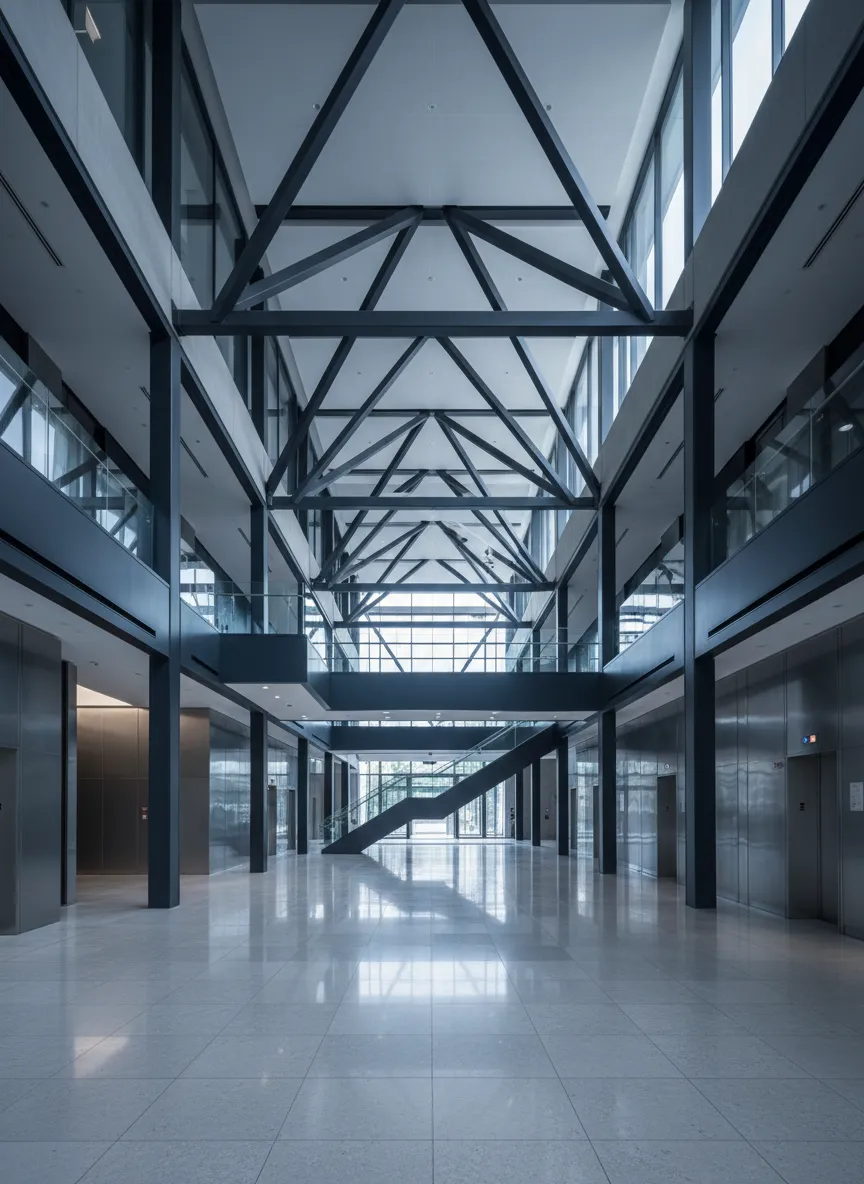 High-end commercial interior showing structural excellence